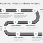 Eight Steps Roadmap In Gray And Blue Accents & Google Slides Theme
