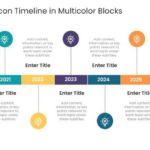 Five Steps Icon Timeline In Multicolor Blocks & Google Slides Theme