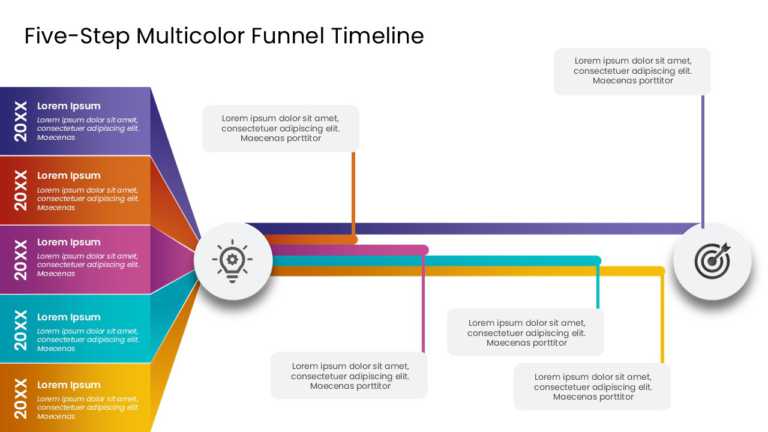Five Steps Multicolor Funnel Timeline