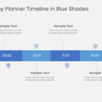 Four Steps Day Planner Timeline In Blue Shades & Google Slides Theme