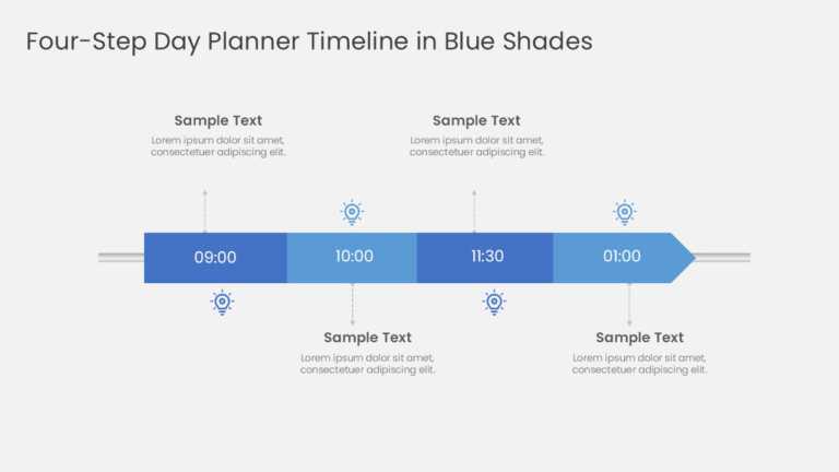 Four Steps Day Planner Timeline In Blue Shades