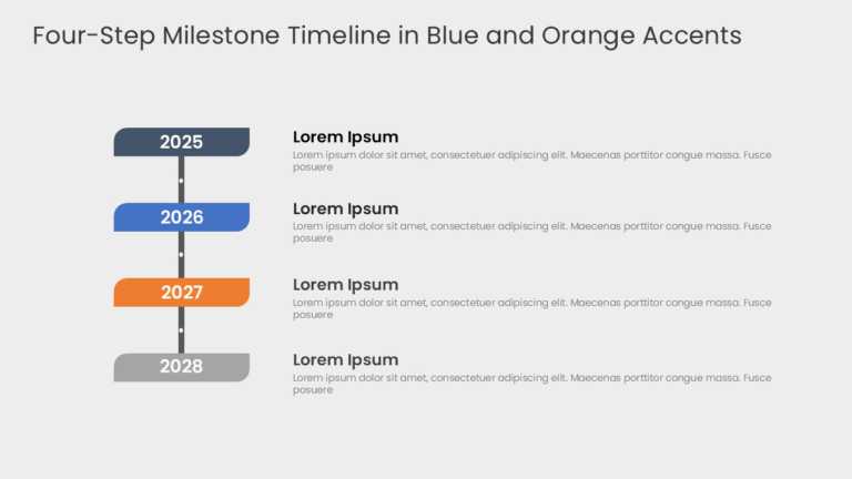 Four Steps Milestone Timeline In Blue And Orange Accents