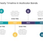 Four Steps Yearly Timeline In Multicolor Bands & Google Slides Theme