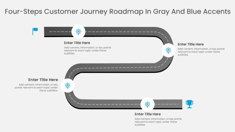 Four Steps Customer Journey Roadmap In Gray And Blue Accents