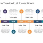 Nine Steps Icon Timeline In Multicolor Bands & Google Slides Theme