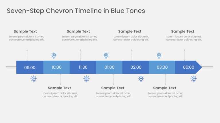 Seven Steps Chevron Timeline In Blue Tones