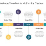 Six Steps Milestone Timeline In Multicolor Circles & Google Slides Theme