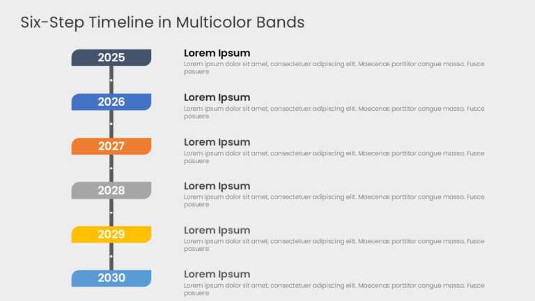 Six Steps Timeline In Multicolor Bands