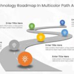 Six Steps Technology Roadmap In Multicolor Path Accents & Google Slides Theme