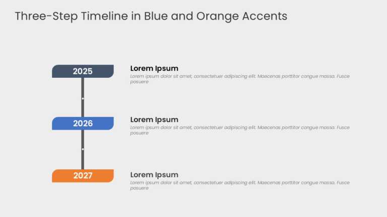 Three Steps Timeline In Blue And Orange Accents