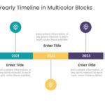 Three Steps Yearly Timeline In Multicolor Blocks & Google Slides Theme
