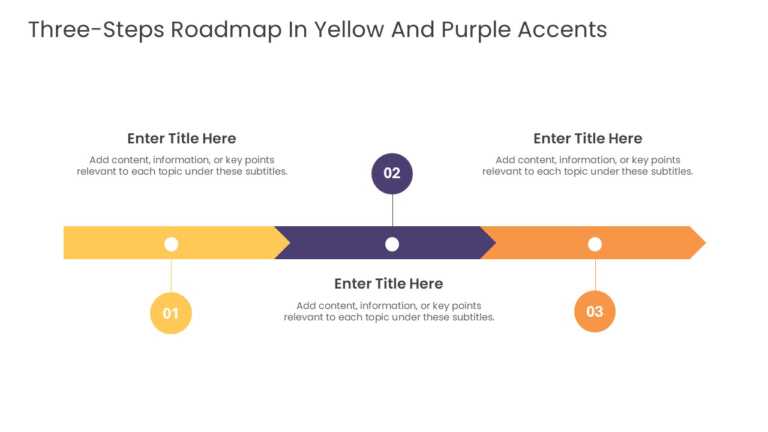 Three Steps Roadmap In Yellow And Purple Accents