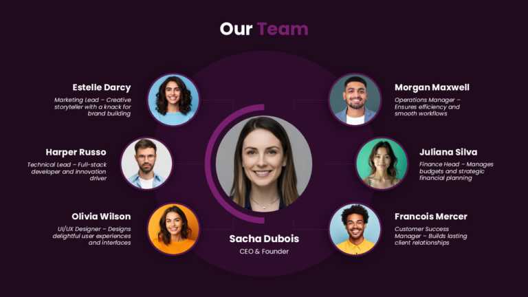Animated Purple Accent Team Structure Template