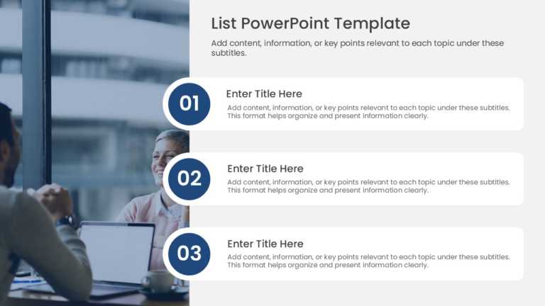 3 Steps Executive Meeting List PPT Template