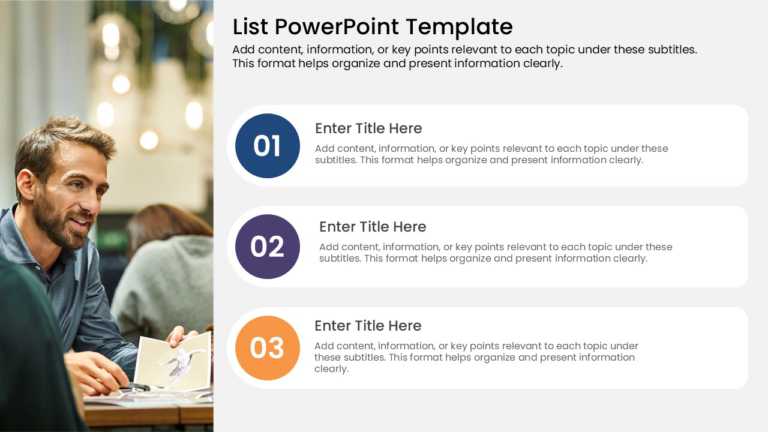 3 Steps Numbered List Presentation Template & Google Slides Theme