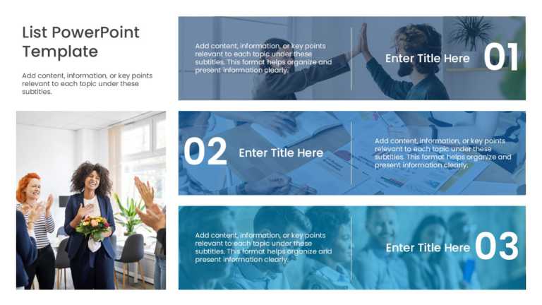 3 Steps Workplace Highlights List PPT Template & Google Slides Theme