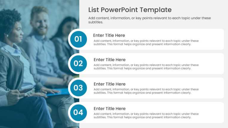 4 Steps Executive Meeting List PPT Template