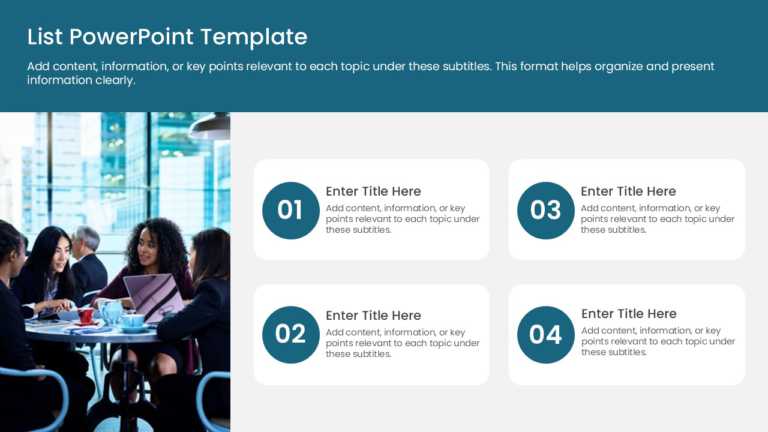 4 Steps Key Points List PPT Template
