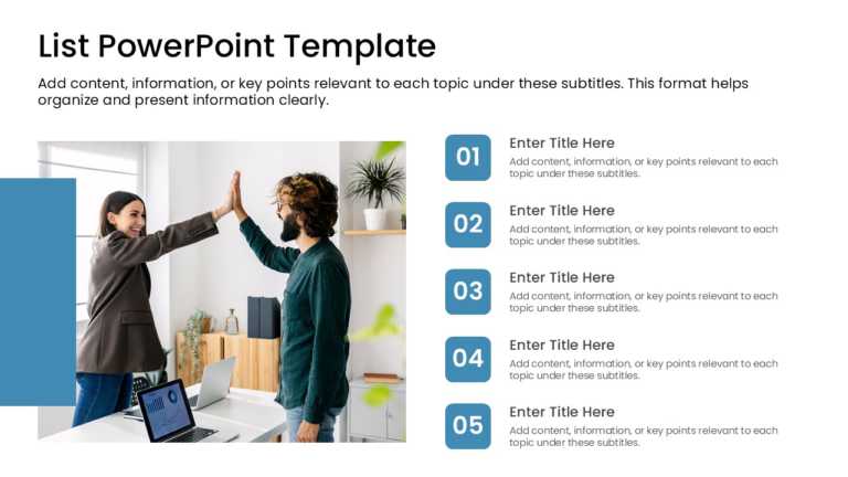 5 Steps Achievements List PPT Template & Google Slides Theme