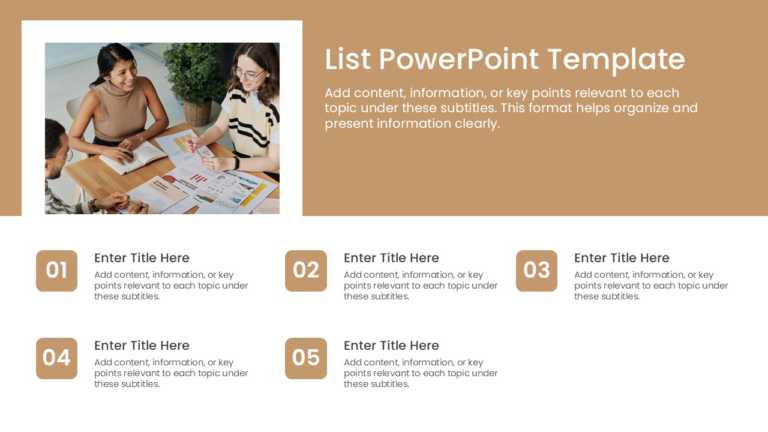 5 Steps Action Points List PPT Template & Google Slides Theme