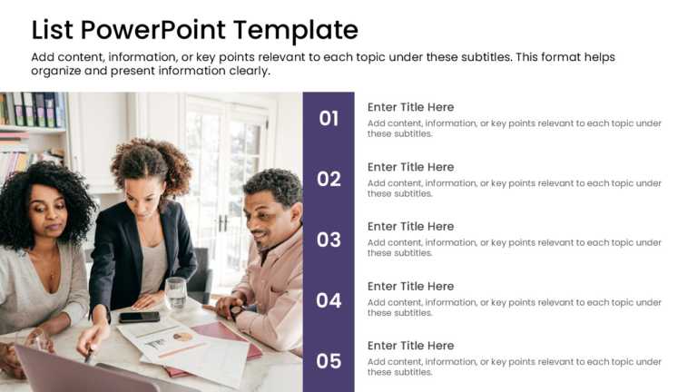 5 Steps Business Insights List PPT Template & Google Slides Theme