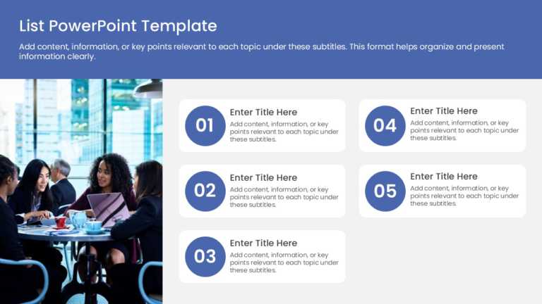 5 Steps Key Points List PPT Template