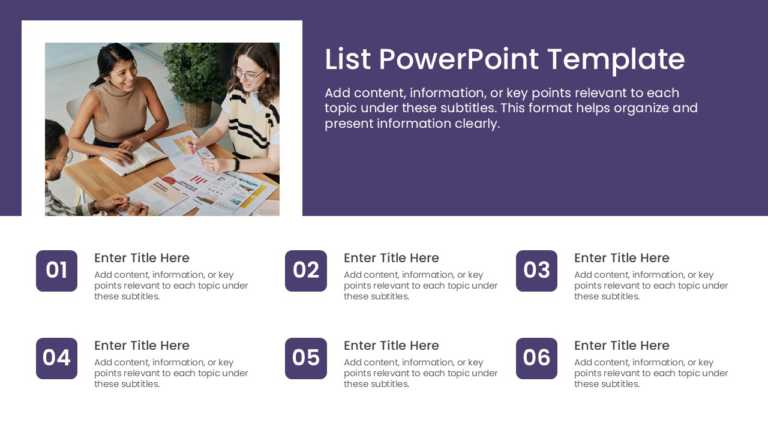 6 Steps Action Points List PPT Template & Google Slides Theme