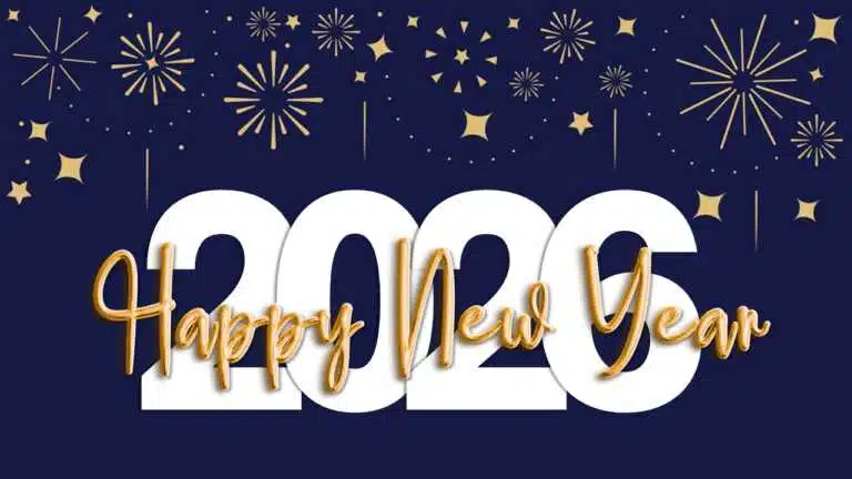 Navy Gold 2026 New Year PPT Background & Google Slides Theme