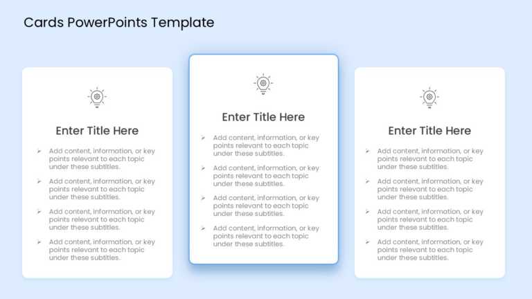 3 Clean Strategy Card Trio PPT Template
