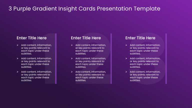 3 Purple Gradient Insight Cards Presentation Template