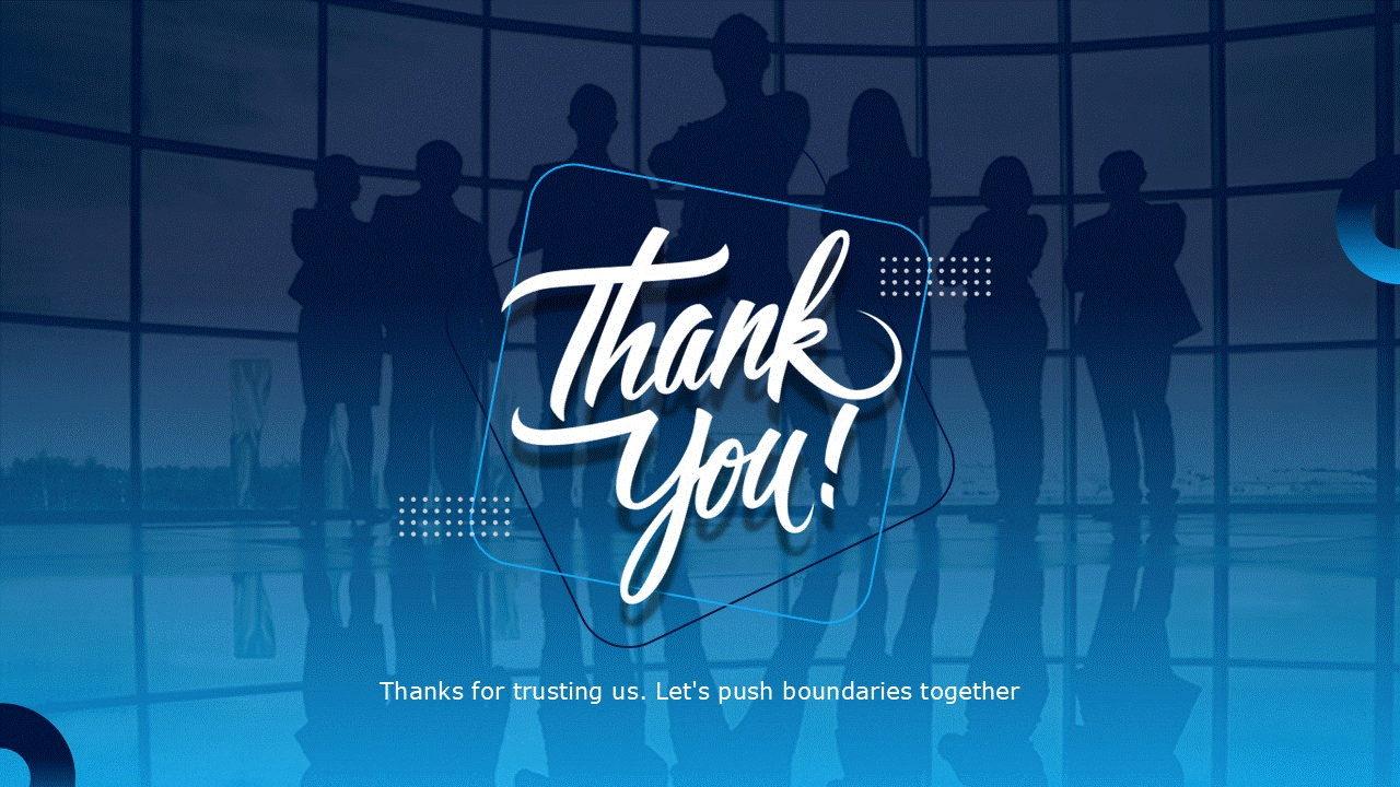 End on a polished note with a professional thank you slide. Grab it here.