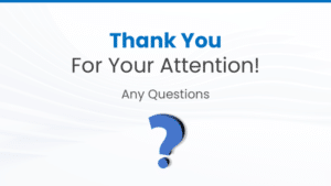 Blue Thank You Slide with Question Mark Icon Presentation Template