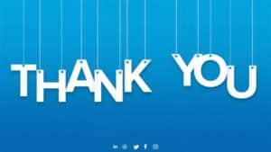 Hanging Letters Thank You Slide on Blue Gradient Powerpoint Template