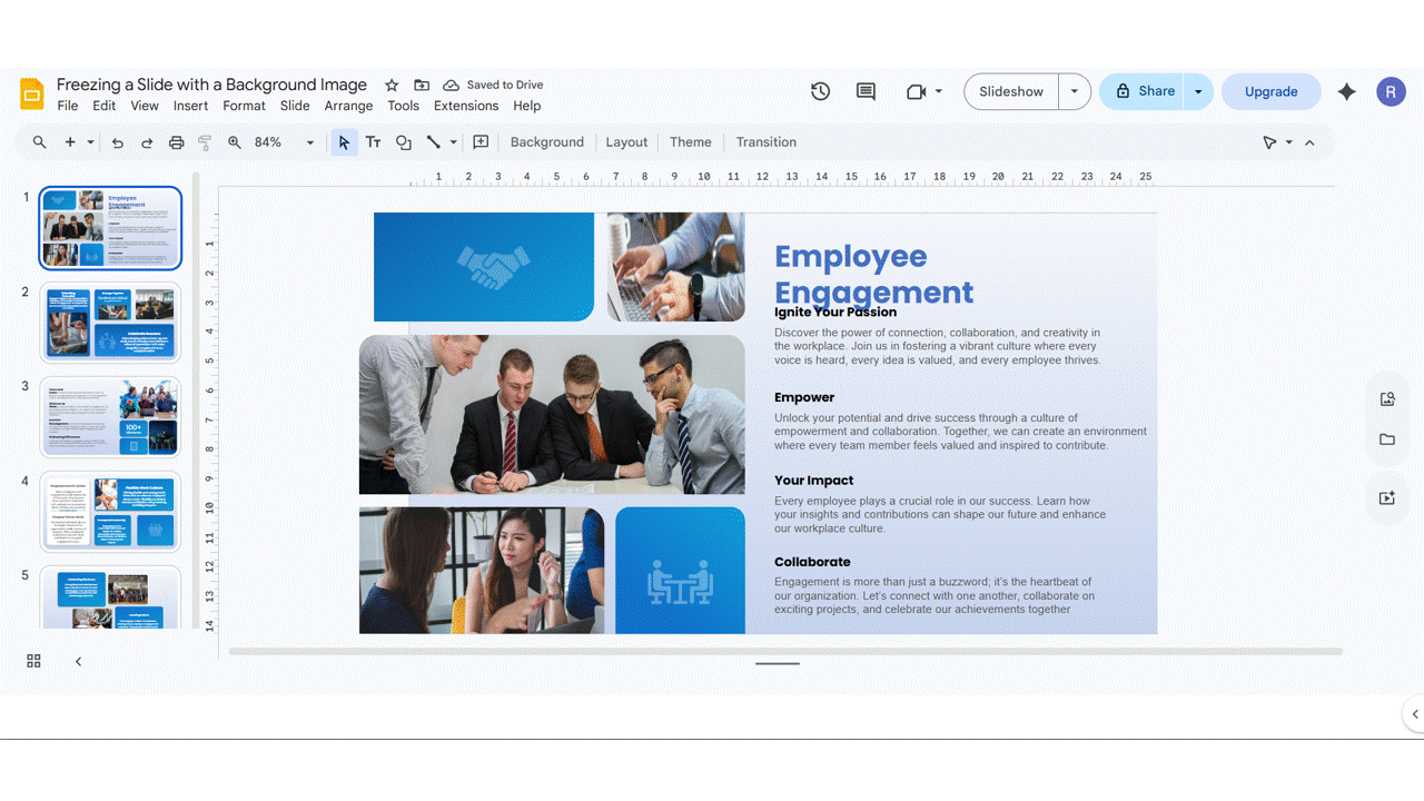 Here is How to ‘Lock’ an Image in Google Slides: Method 2: Background Image Method