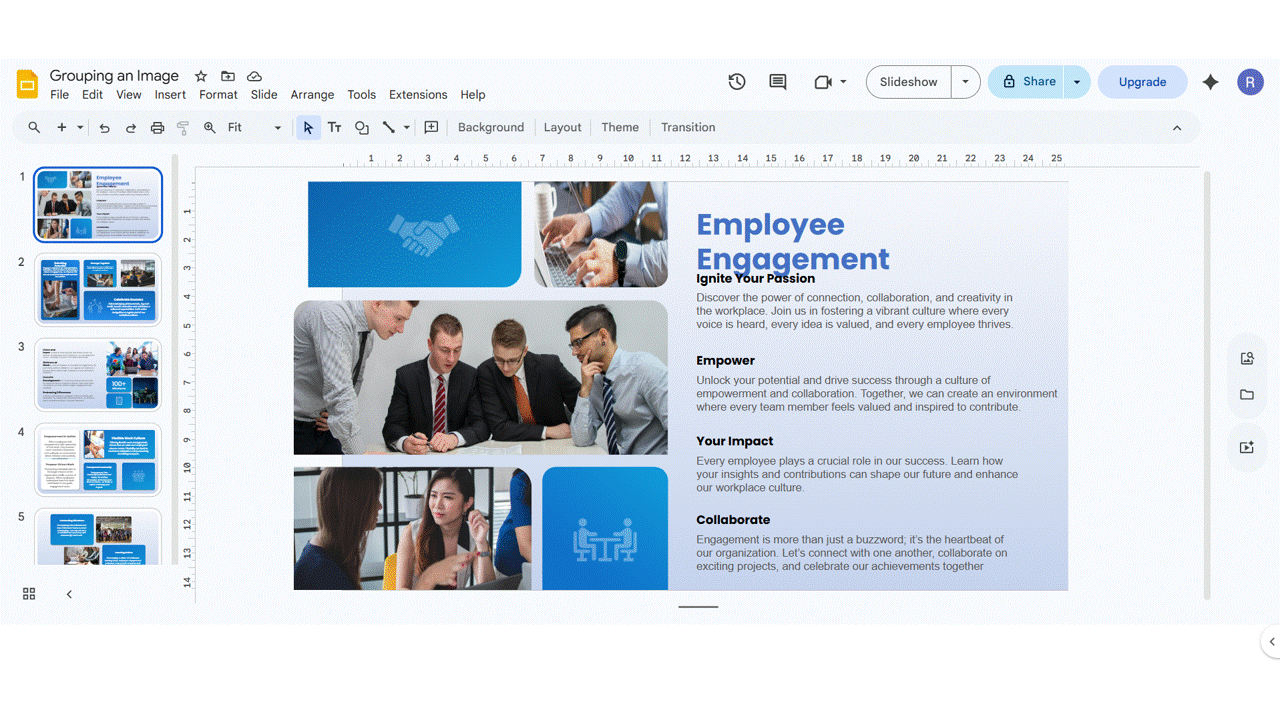 Here is How to ‘Lock’ an Image in Google Slides: Method 3:  Grouping Workaround