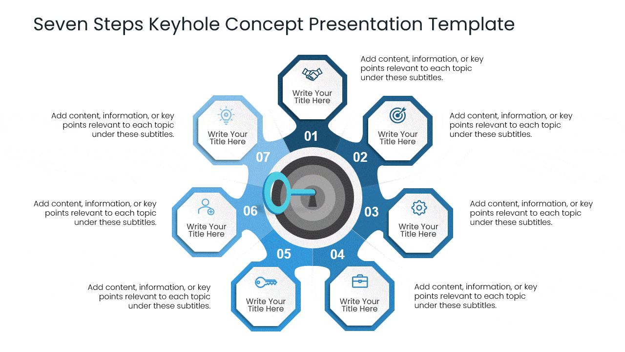PowerPoint templates with central keyhole infographic for project planning and business presentations.