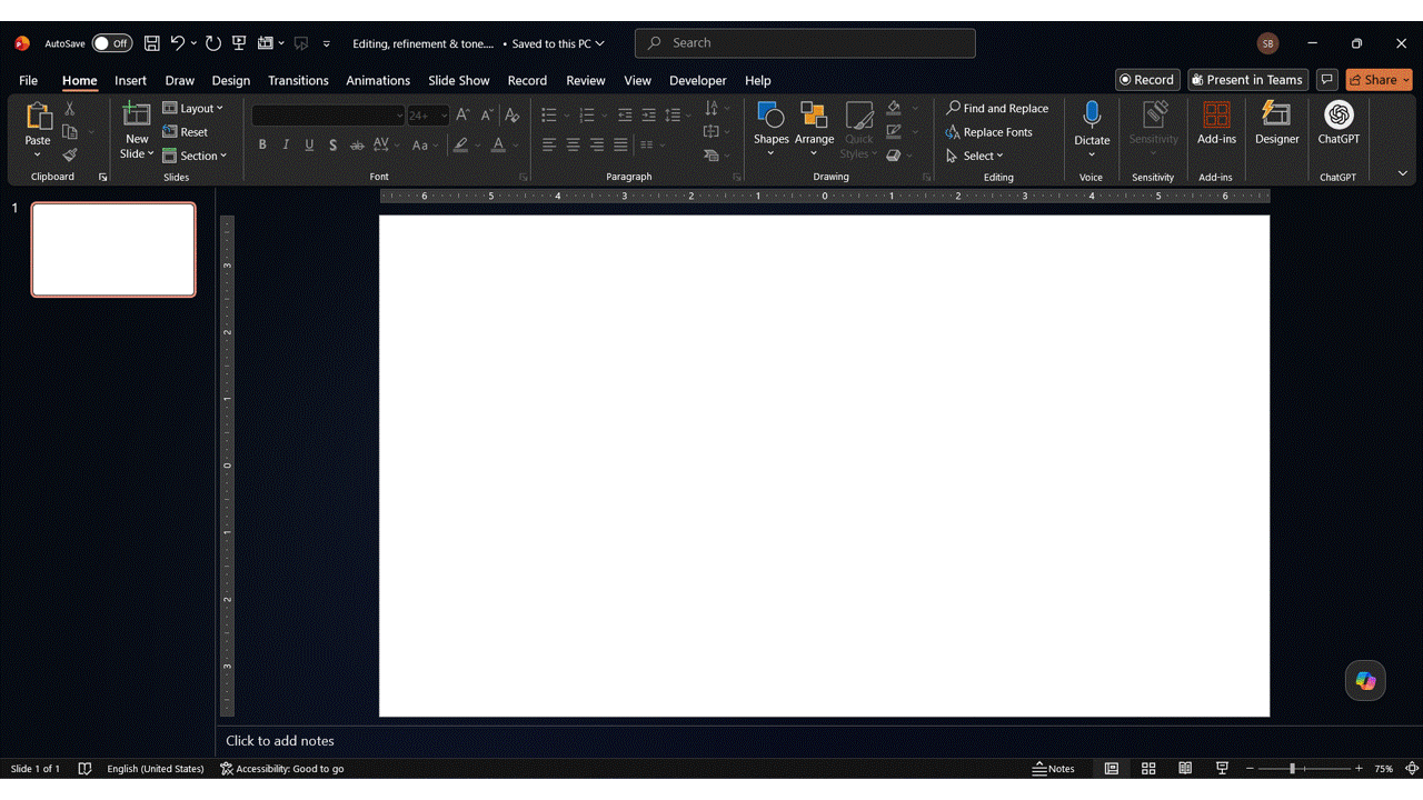 ChatGPT Prompt to create a Presentation for better editing and refinement