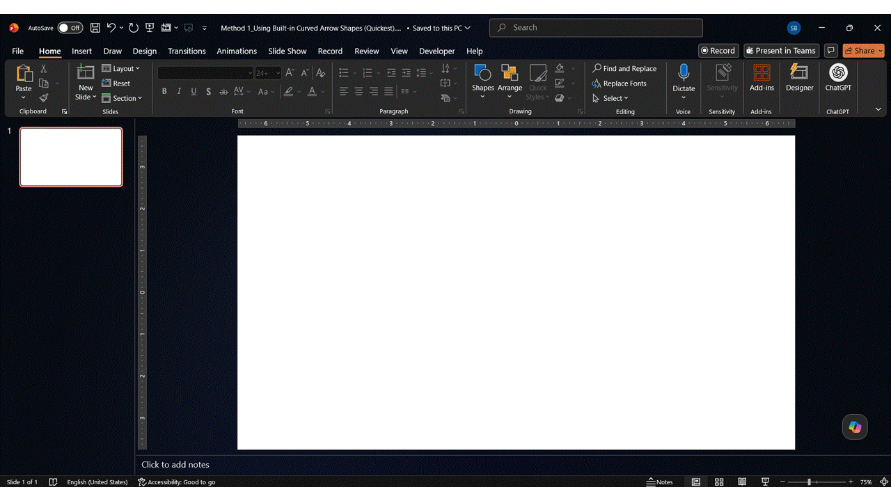 Here is how to make curved arrows in PowerPoint: method 1