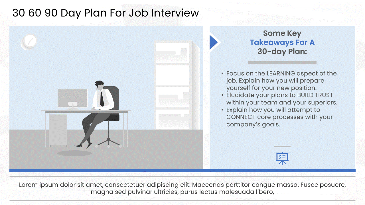 Collection of 30-60-90 day plan templates for job interviews