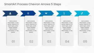 SmartArt process chevron arrows PowerPoint template with five sequential steps for business workflows