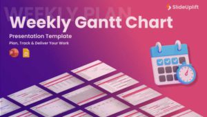 pink gradient background for weekly Gantt chart and project planning slides
