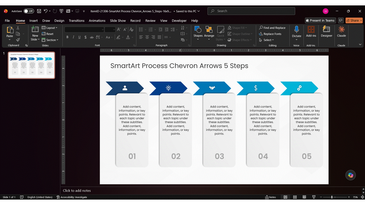 Adding dates to a PowerPoint timeline by entering dates beside milestone labels in the SmartArt Text Pane.