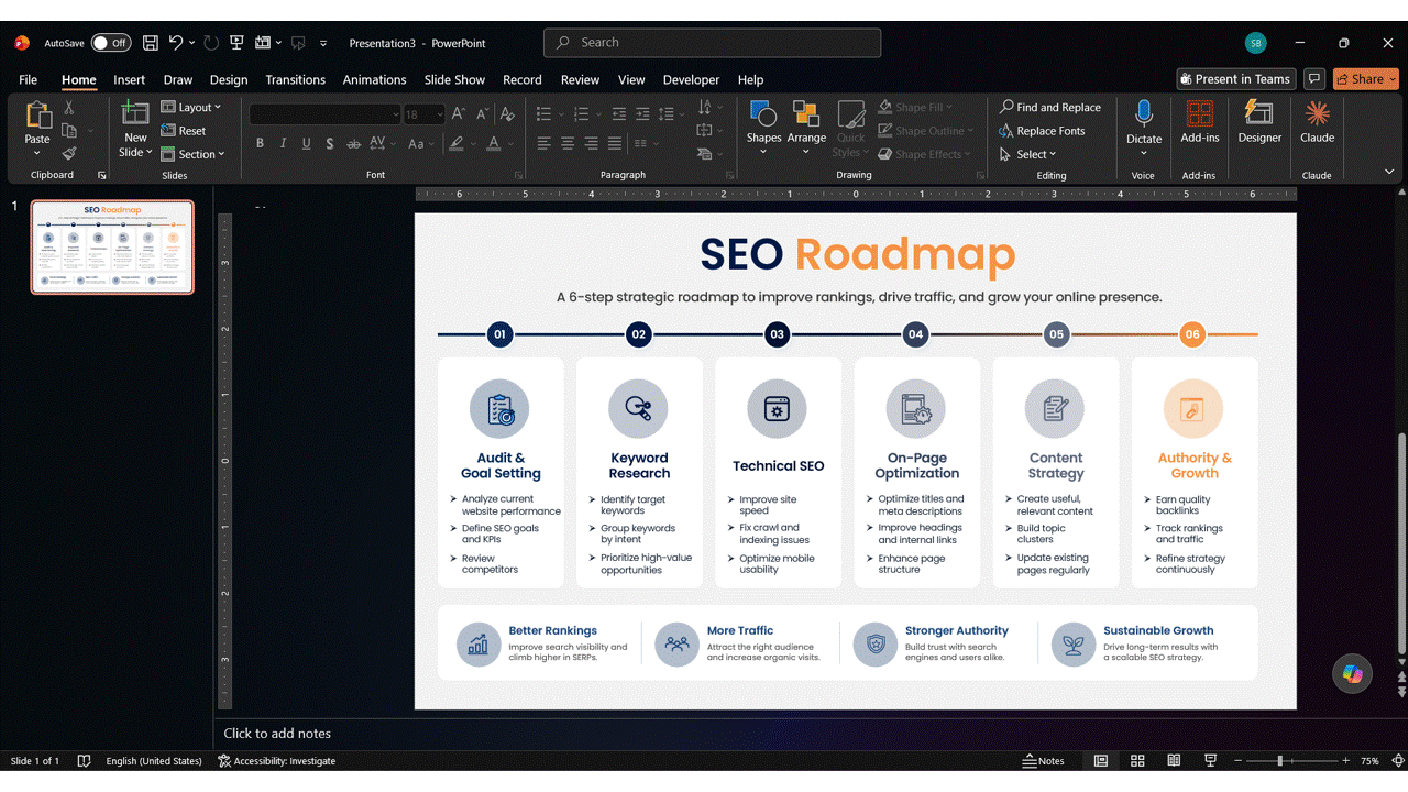 PowerPoint demonstration showing how to troubleshoot a blurry SVG and restore a sharp, clear graphic.