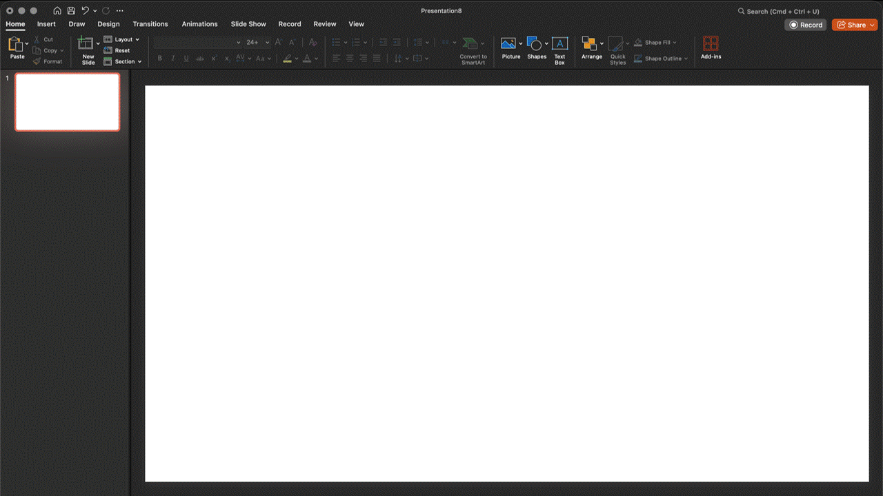 PowerPoint demonstration showing an SVG ungrouped so individual elements can be selected and edited separately.