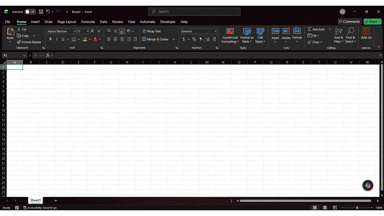 GIF showing Step 1 of how to create a timeline in Excel, demonstrating the process of organizing milestone details, start dates, and end dates in a structured table to prepare timeline data for PowerPoint.