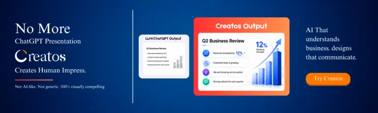 No more ChatGPT presentation. Creatos creates human impress