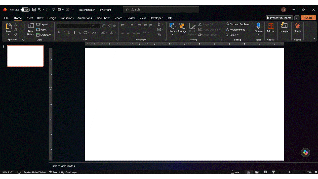 Copilot generating a presentation in PowerPoint from the same prompt