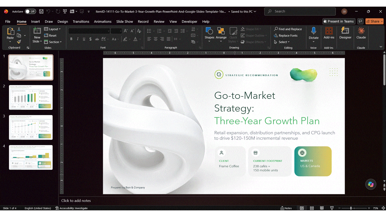 A PowerPoint slide transitioning with Morph