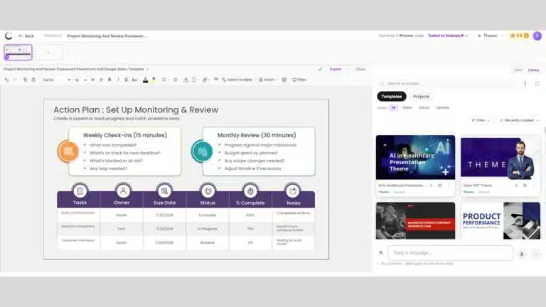 SlideUpLift AI Presentation Maker interface
