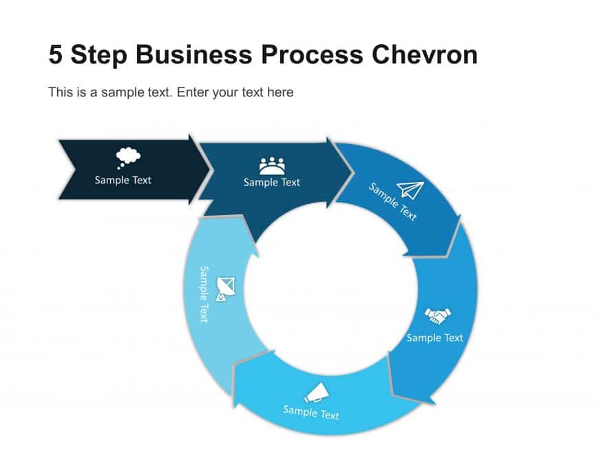 5 Step Business Process Chevron Diagram PowerPoint Template